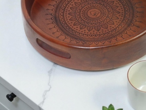 Bandeja de Servir Cuadrada de Madera Tradicional Premium para el Hogar, Cocina, Restaurante, Oficina, Mesa de Comedor, Organización de Bodas y Aniversarios - Product Image 4