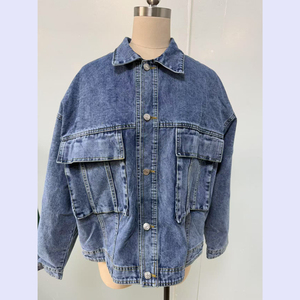 Women's Winter Bomber <b>Jacket</b> Eco-Friendly High Street Style Short Relaxed Fit 100% Cotton <b>Denim</b> - Product Image 5