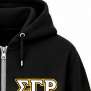 Sudadera con Capucha Oversize para Mujer, Estilo Tie-Dye, Color Negro y Dorado, Personalizada con Letras Griegas de la Hermandad Sigma Gamma Rho, Sudadera Informal de Felpa - Product Image 3