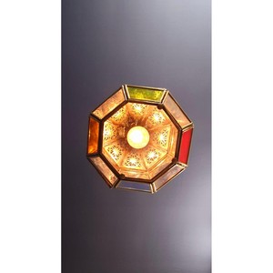 New Arrival Hexagon <b>Brass</b> <b>Lantern</b> with Colored Glass Panels for Home Decoration Durable Finish - Product Image 5