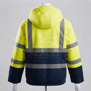 New Arrival SCALER SPORTSWEAR High Visibility ANSI Class 3 <b>Waterproof</b> Reflective Hoodies Pullover Long Sleeve Drawstring Hood - Product Image 3