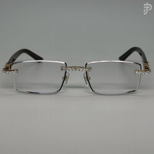 Gafas de Sol de Lujo con Diamantes, Diseño Unisex, Lentes Transparentes, Montura Metálica Chapada en Rodio, Gafas Ópticas de Diseñador - Product Image 1