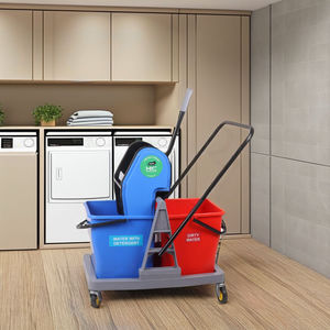 Double Bucket Cleaning Trolley with <b>Mop</b> Wringer and Wheels Floor Cleaning Cart for Hotel Office Commercial Use - Product Image 4