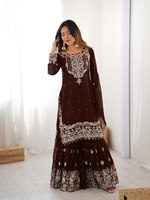 Kain Sutra Georgette Premium Khusus Wanita Muslim, Bordir Anarkali Salwar Kameez, Dapat Dibalik, Pakaian Pesta, Belum Dijahit, Cepat Kering