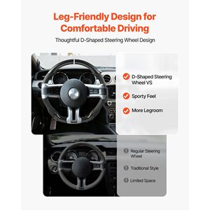 Volante a D in fibra di carbonio con fondo piatto per Ford Mustang 2010-2014, con impugnatura in pelle e texture antiscivolo - Product Image 4