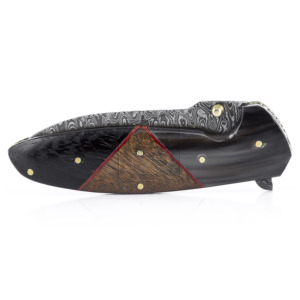 Wholesale Damascus <b>Deal</b> Exotic Mahogany Wood Handle 90mm 58-62 HRC 180mm 3mm Thickness Folding Pocket Hunting Knife Handmade - Product Image 4