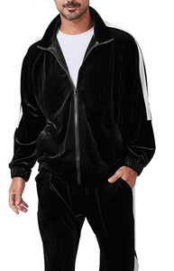 <b>LOW</b> MOQ Custom High Quality Velour Tracksuit Men Sportswear Velvet Suit Fleece Black Color Velour Tracksuits for Man Breathable - Product Image 2