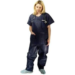 Pantalones desechables de polipropileno azul oscuro de gran tamaño con cordón, bolsillos en la cintura, ropa sanitaria duradera sin látex no estéril - Product Image 1