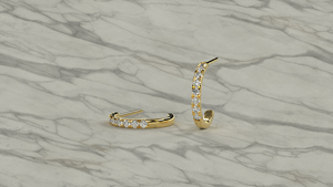 Pendientes de Aro de Oro de 18K con Diamantes de Corte Redondo, Pendientes Minimalistas Tipo Huggie con Engaste Compartido, Joyería Fina para Mujer - Product Image 2