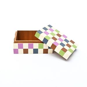 FAIZA CRAFT Boîte de rangement à bijoux carrée moderne de qualité supérieure avec incrustation en résine gravée – Meilleur fournisseur d'Inde - Product Image 3
