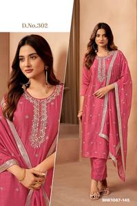 Fabricante de conjuntos de Kurti-Pant y Dupatta de viscosa jacquard de excelente calidad con bordados, de Surat Woman Fashion. - Product Image 6