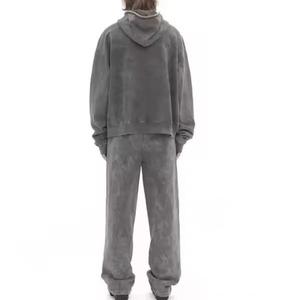 Ensemble de survêtement complet en coton épais 100 %, style rétro délavé à l'acide, comprenant un sweat à capuche oversize et un pantalon de survêtement évasé, conçu pour le streetwear haut de gamme - Product Image 6