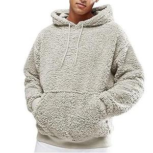 Sweat à capuche Sherpa à épaules tombantes en molleton de coton épais pour homme, respirant, avec poches kangourou - Product Image 6