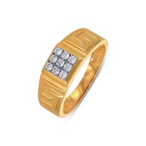 Luxury Square Diamond Cluster <b>Ring</b> <b>for</b> <b>Men</b> Solid Yellow Gold Statement <b>Ring</b> 18K Yellow Gold <b>Men's</b> Geometric Diamond Signet <b>Ring</b> - Product Image 3