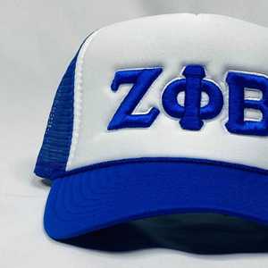 หมวกแก๊ป Zeta Phi Beta ปักลาย ZPB สีน้ำเงินขาว ตาข่าย ปรับขนาดได้ หมวกเบสบอลแบบ Snapback สำหรับชมรมนักศึกษา  ทันสมัย สวมใส่สบาย - Product Image 2