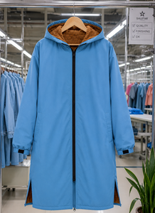 Unisex Hooded Wave Print Polyester Fleece Lined <b>Waterproof</b> Windproof <b>Long</b> Swim Parka <b>Jacket</b> for Swimming Team Training Hot - Product Image 5
