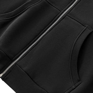 Sudadera con Capucha de Algodón Grueso, Cierre Completo con Cremallera, Color Negro, Sudadera Personalizada con Bordado 3D y Logotipo con Impresión Puff para Hombre y Mujer - Product Image 3