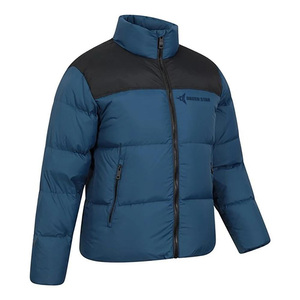 Daizen <b>Star</b> Men's Blue Black Color Block Hooded Waterproof Puffer <b>Jacket</b> Stand Collar Zipper Closure Windproof Casual Winter - Product Image 2