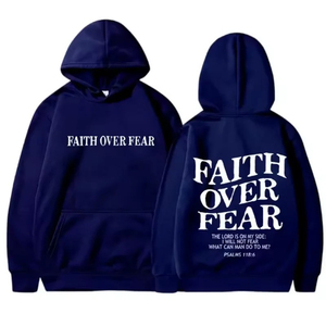 Sudadera con Capucha para Hombre OEM Faith Over Fear, 100% Algodón Tejido, Corte Regular, Informal, con Bolsillo, Impresión Serigráfica, para Otoño - Product Image 1