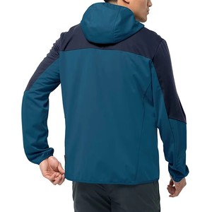 Veste Softshell Homme Grande Taille Imperméable Respirante Coupe-Vent avec Fermeture Éclair, Imprimé Bleu Noir, Vente en Gros - Product Image 2