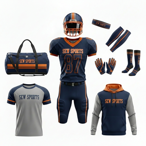 Paquete de Uniforme de Fútbol Americano Sublimado Personalizado, 100% Poliéster, Manga Corta, Logotipo del Equipo Universitario, Tallas Grandes - Product Image 3