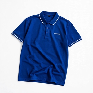 Chemise décontractée en coton respirant à manches courtes, coupe classique, avec bordure contrastante orange, tricotée, unie, logo frontal - Product Image 5