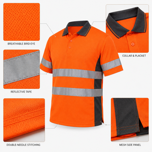 Camiseta Polo Reflectante de Alta Visibilidad para Hombre, Naranja, Poliéster, Ropa de Trabajo, Logotipo Personalizado, Impresión por Transferencia Térmica, Servicio OEM - Product Image 6