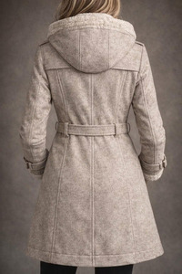 Abrigo de lana hecho a mano - Abrigo de invierno con capucha y forro desmontable - Product Image 3