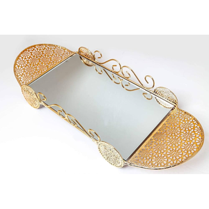 Rectangular Metal <b>Storage</b> <b>Tray</b> With Handle Polished Finish Classic Design Tableware Decorative Serving <b>Tray</b> - Product Image 6