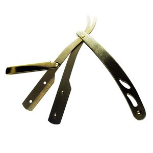 Porte-lames de rasoir de barbier de luxe en or à bord droit, manche ergonomique, rasoir pliant professionnel pour usage en salon - Product Image 3