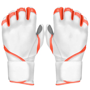 Gants de frappeurs blancs et orange, rembourrés, à enfiler, unisexes, pour adultes, avec support flexible pour les doigts et prise renforcée - Product Image 1