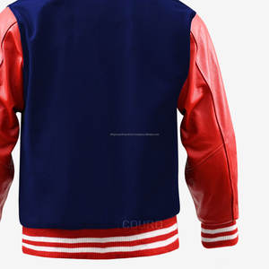 Vestes universitaires personnalisées OEM meilleure qualité laine Melton et manches en cuir de vachette véritable grain supérieur broderies personnalisées - Product Image 4