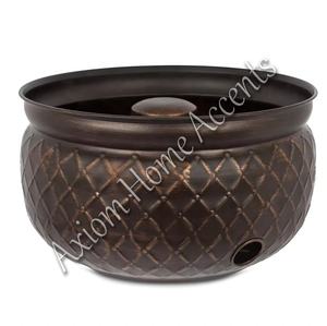 Elegant Metal Garden <b>Hose</b> Pot with Decorative Handles by Axiom Home Accents for Organizing <b>Hoses</b> in the Garden - Product Image 1