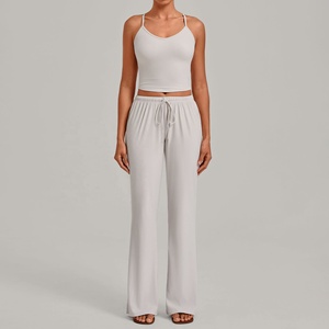 Women's High Neck Full Length Yoga <b>Jumpsuit</b> Flared Leg Seamless Zipper Front Solid Color Spandex Polyester 1 Piece Set - Product Image 1