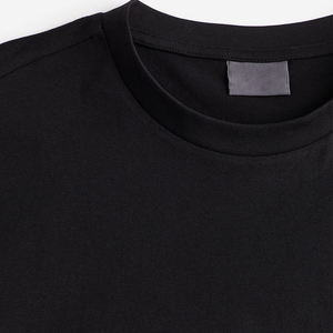 Camiseta Larga Negra para Hombre, Manga Corta, Estilo Casual Urbano, Algodón, Largo Extendido, Logotipo Personalizado - Product Image 3