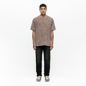 T-shirt confortable à manches courtes et col rond pour homme, 100 % coton, coupe classique, délavé à l'acide, collection 2026 - Product Image 2