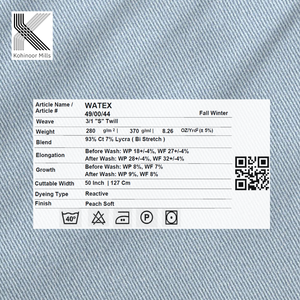 Tela Transpirable Bi-Stretch de 280 g/m², 93% Algodón, 7% [material faltante], Suave como una Pera, Tejido Twill 3/1 para Chaquetas Deportivas y Uniformes - Product Image 4