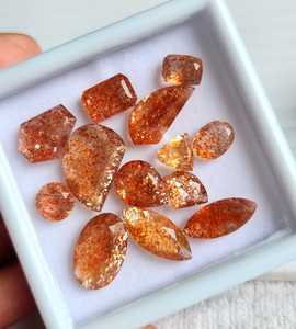 Pierres précieuses naturelles Aligemstones, pierre de soleil orange rouge, formes mélangées, pierres précieuses en vrac certifiées IGI pour la fabrication de bijoux, vente en gros, 6x8mm-12x16mm - Product Image 4