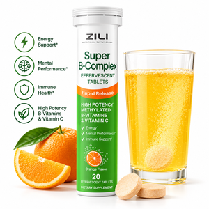 Comprimés effervescents <span class=keywords><strong>de</strong></span> vitamine B complexe en marque privée, stimulant énergétique, performance mentale et soutien immunitaire, sans sucre, sans OGM - Product Image 1