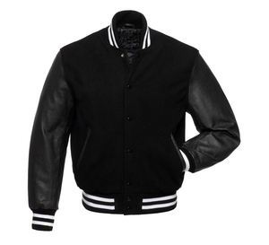 Chaqueta universitaria de manga larga con puños acanalados, chaqueta estilo letterman, chaqueta universitaria de béisbol para hombre - Product Image 1
