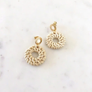 Boucles d'oreilles en rotin écologiques BEST SELLING Glory – Boucles d'oreilles pendantes en bois faites à la main pour femmes, cadeau - Product Image 2