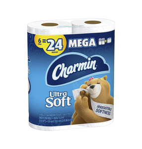 Charmin-Papier toilette ultra doux 24 Family Mega Rolls 123 Rouleaux réguliers Équivalent Pâte de bois vierge Tissu de bambou humide - Product Image 6