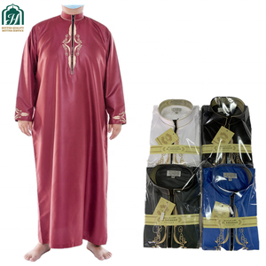 Nuovo all'ingrosso cotone e lino Jacquard turco Dubai Abaya <span class=keywords><strong>Hijab</strong></span> uomo abbigliamento islamico moderno - Product Image 6