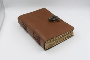 Handmade Leather Journal with Vintage <b>Lock</b>, Rustic Deckle Edge Paper <b>Diary</b> - Product Image 4