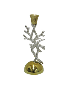 Metal Branch Candle Holder, Two-Tone Gold and Silver <b>Candelabra</b>, Artistic Sculptural Taper Stand for Modern Home Table Decor - Product Image 2