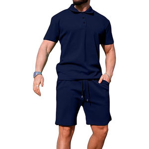 Vêtements de sport pour le fitness quotidien, le sport et le style urbain, tenue d'été à prix avantageux avec poches et cordon de serrage, ensembles de polos pour hommes - Product Image 4