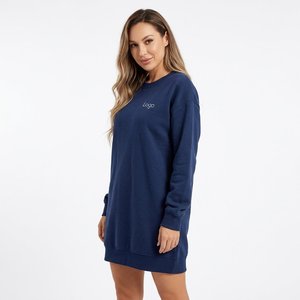Robe sweat-shirt à manches longues pour femme, broderie personnalisée, en molleton de coton oversize, style streetwear, fabricant de vêtements en gros - Product Image 6