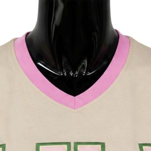 เสื้อยืดคอวีลายทางสีชมพูเบจ แขนสั้น พิมพ์ลายตัวอักษร สไตล์ลำลอง แฟชั่นสตรีทแวร์ เสื้อผ้าผู้หญิง ขายส่ง - Product Image 5