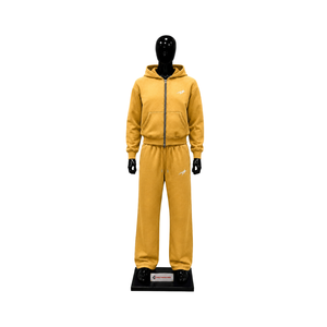 Conjunto Deportivo de Dos Piezas con Sudadera con Cremallera Completa Dorada para Hombre, Logotipo Personalizado, Ropa Deportiva Informal, Estilo Urbano, Corte Holgado, Venta al Por Mayor - Product Image 1