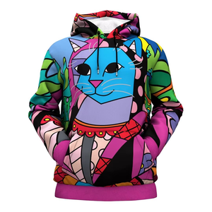 Sudadera con Capucha de Gato de Dibujos Animados Colorida para Hombre, Ajuste Regular, Tejido de Poliéster, Diseño Casual de Otoño con Bolsillos, Estampado por Sublimación - Product Image 4